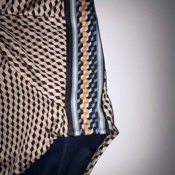 Reiss Women's Plunge V-Neck Print One Piece Halter Swimsuit Blue US Size 4 - Picture 3 of 16